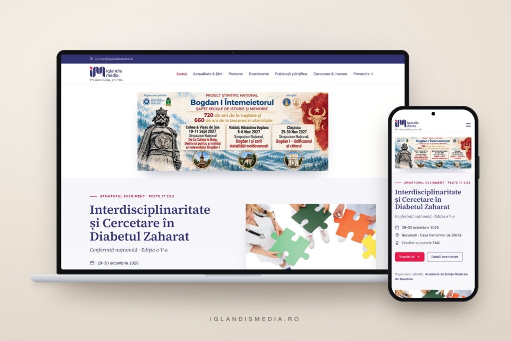 The Iglandis Media website on a laptop and a phone